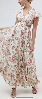 asos design pretty embroidered floral and sequin mesh maxi dress