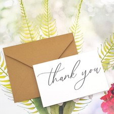 25x Thank You Cards Card Stock Paper 10x6.5CM Wedding Foldable Saying Shop Note