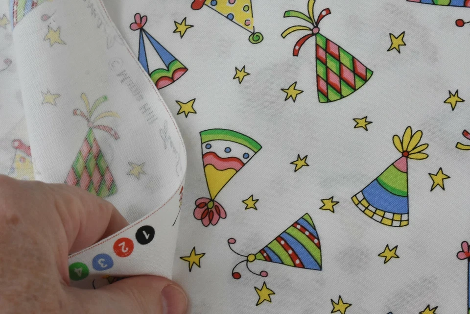 11" Long, Colorful Party Hats on White Quilt Cotton/FreeSpirit/Marna Hill,P7057 - Image 4 of 4