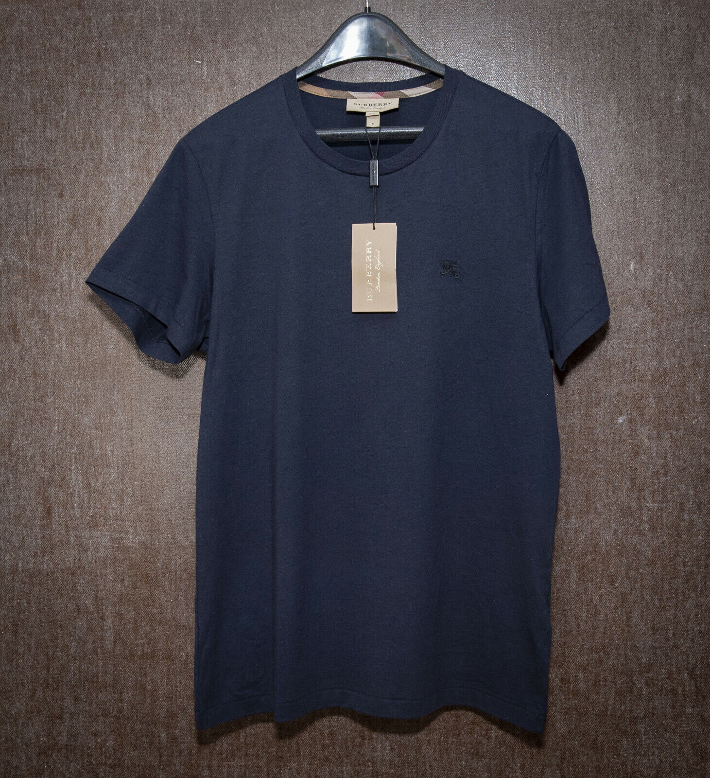 Burberry London T-Shirt tag M Navy Soft Fabric Logo Front Short Sleeve | eBay