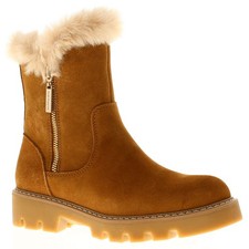 Image of Hush Puppies Womens Boots Ankle Ambre Leather Zip tan UK Size