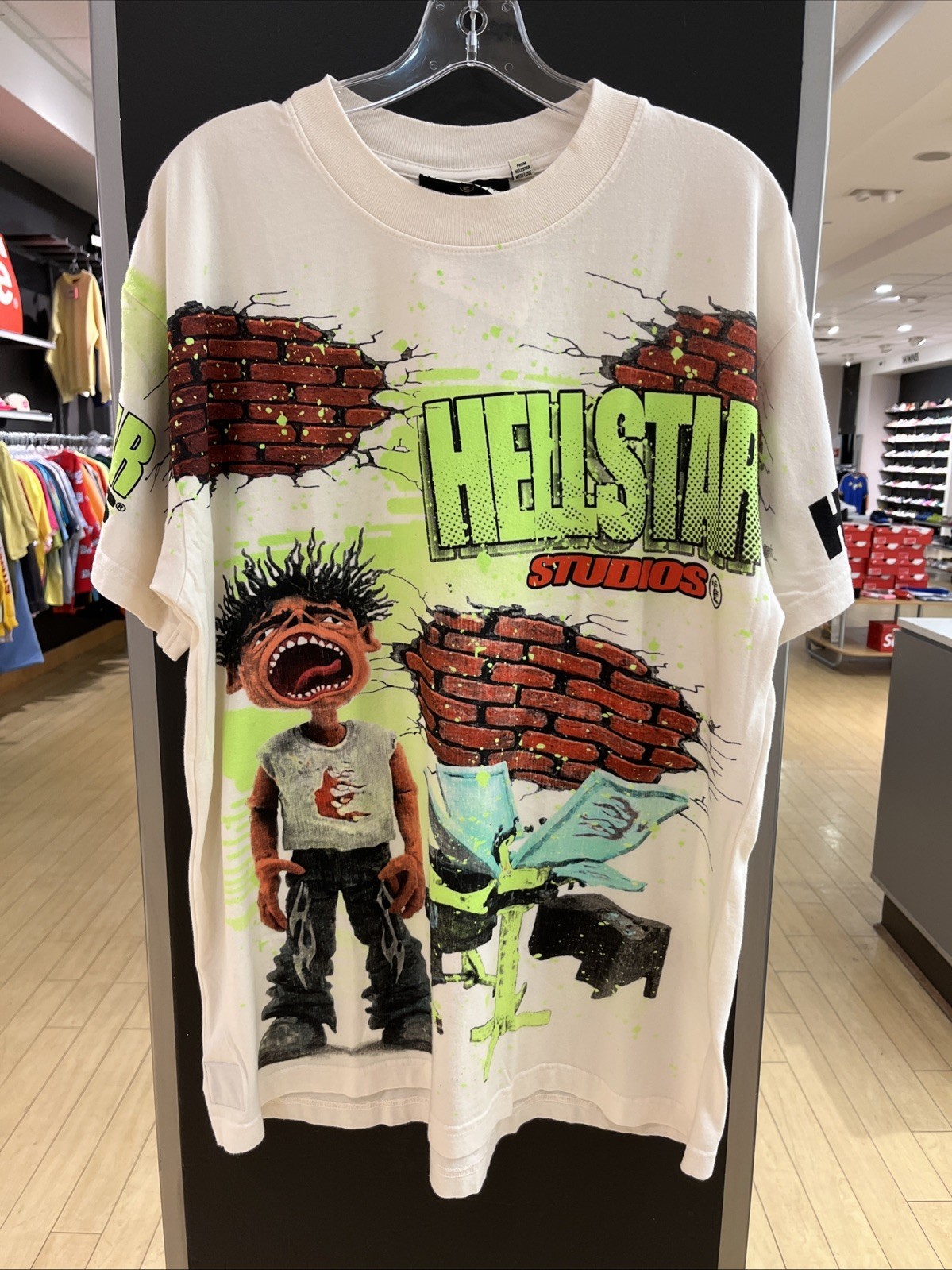 HELLSTAR STUDIOS BRICK WALL WHITE TEE SZ M