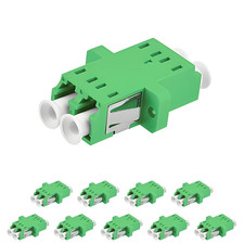 10-Pack LC Fiber Optic Adapter - LC to LC APC Duplex Singlemode Coupler - Green
