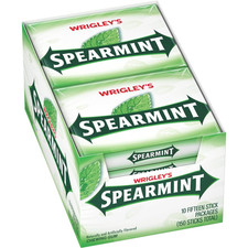 WRIGLEY'S Spearmint Chewing Gum, 15 pieces 10 packs