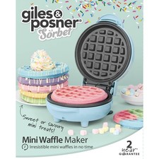 Mini Waffle Maker Iron Dessert Maker 550W Sorbet Pastel Blue Giles & Posner