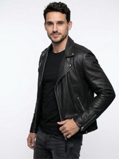 ALLSAINTS Milo Leather Biker Jacket Size L  RETAIL 649 BLACK