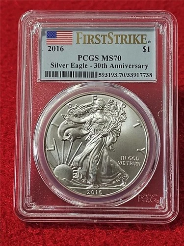 2016 American Silver Eagle $1 Dollar ASE PCGS MS 70 30th Anniv First Stk  #T1351