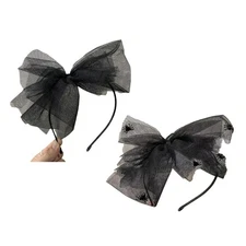 Spring Summer Mesh Hairband Lace Bows Gothic Black Womens Headband Headwear