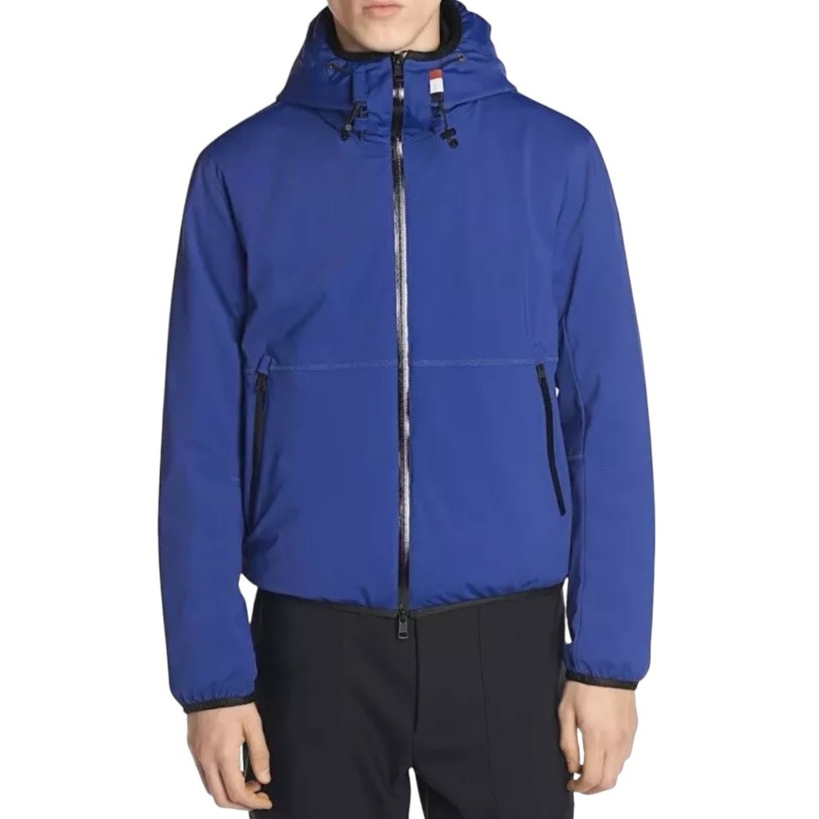 Moncler Duport Mens Blue Soft Shell Down Padded Hooded Jacket Small NWT