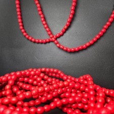 Set 7 Red Wood Bead Christmas Garlands 9 Foot Each Rustic Farmhouse Holiday