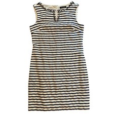 Ellen tracy womens 12 beaded lined shift tank mini dress blue rhinestone coastal