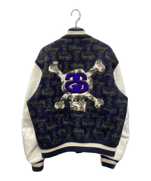Stussy25周年 スタジャン L ネイビー/ホワイト Stussy 25th Anniversary World Tour Stadium Jacket Unisex Navy