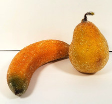 Faux Fruit Photo Prop Artificial Beaded Fruit Pear and Banana Fruit Bowl