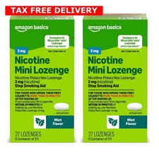 Amazon Basic Care Mini Nicotine Polacrilex Lozenge 2 mg Stop Smoking Aid Mint