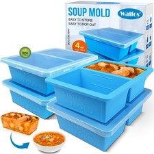 1cup Silicone Freezer Molds With Lid 4 Packs Soup Freezer Ice Cube Tray For Food