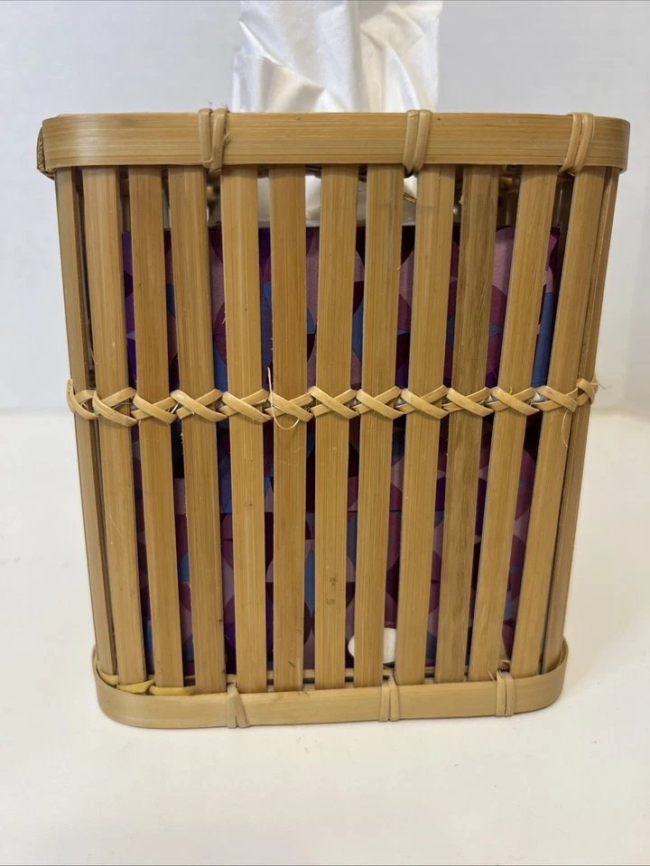 De Colección 6" Bambú Caña Madera Pañuelo Cubo Caja Cubierta Soporte Tiki Tropical Playa Foto 4 de 4