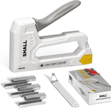 SHALL Light Duty Staple Gun for Wood - White Upholstery Staple Gun with 1600pcs 