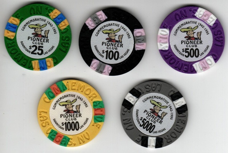 Pioneer Club Commemorative Chips - 1942-1995 - Five Denominations