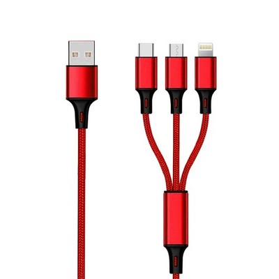 2GO in 1 USB Ladekabel - rot - 150cm für Micro-USB & Apple 8-Pin & USB Type-C