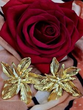 Gold Large Flower Earrings for Women - Boho Statement Bohemian Elegant Chic...