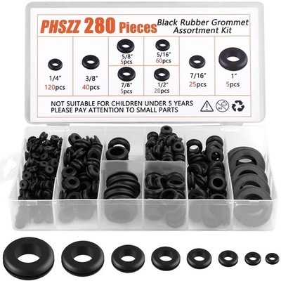 280 PCS Rubber Grommets Kit, Rubber Hole Grommet Gaskets Assortment for