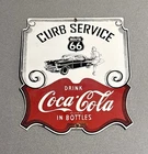 VINTAGE 13” COCA-COLA COKE SODA PORCELAIN SIGN CAR GAS TRUCK OIL MOTORCYCLE