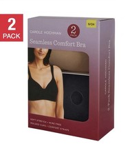 NWT Carole Hochman Seamless Comfort Bra, Wire Free, 2-Pack, Black/Taupe, Size Sm