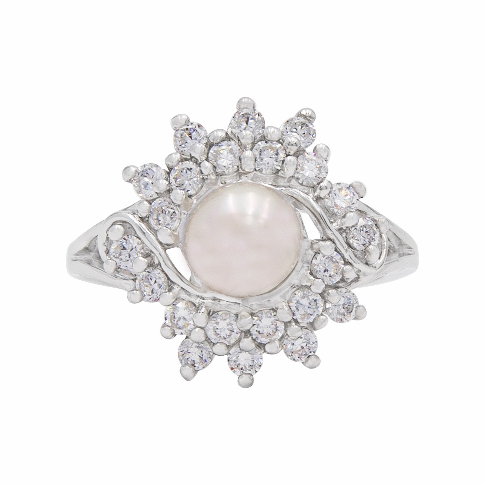 Кольцо с платиновым покрытием Gold Coast Pearl и кубическим цирконием Sunburst размер 7 2490₽
