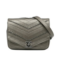 Chanel Small Chevron Data Center Envelope Flap Bag Women Gold One Size