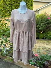New Asos Maternity Dress  Tiered Lace Hem Long Sleeves Size 8 Dusty Pink