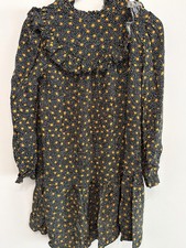 New Look Maternity UK 10 Black Orange Polka Dot Ruffle Smock Dress