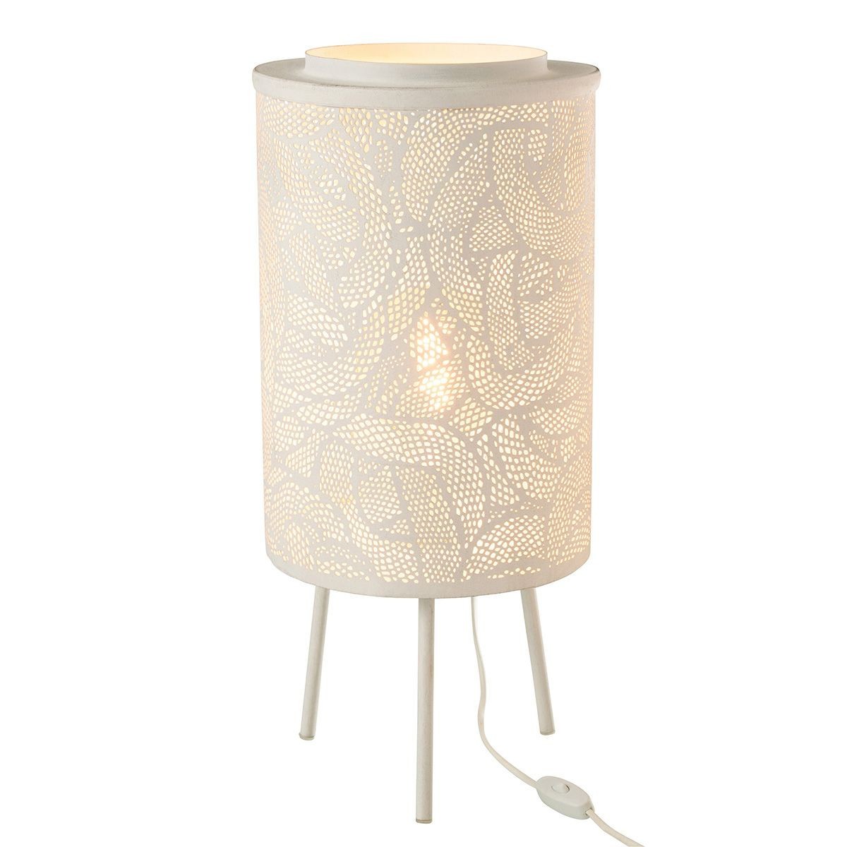 Lampe à poser en métal blanc perforé de 65cm pour table - 2