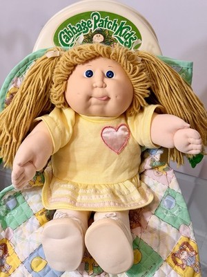 Vintage 80s Cabbage Patch Kids Golden Blonde Blue Eye Girl Tongue Out # 11 Head