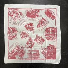 Vintage Alice in Wonderland bandana 100% cotton National Rutabaga Co. Made USA