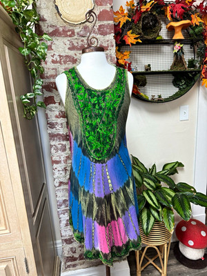Boho Hippie Garden Fairy Festival Embroidered Dress S/M