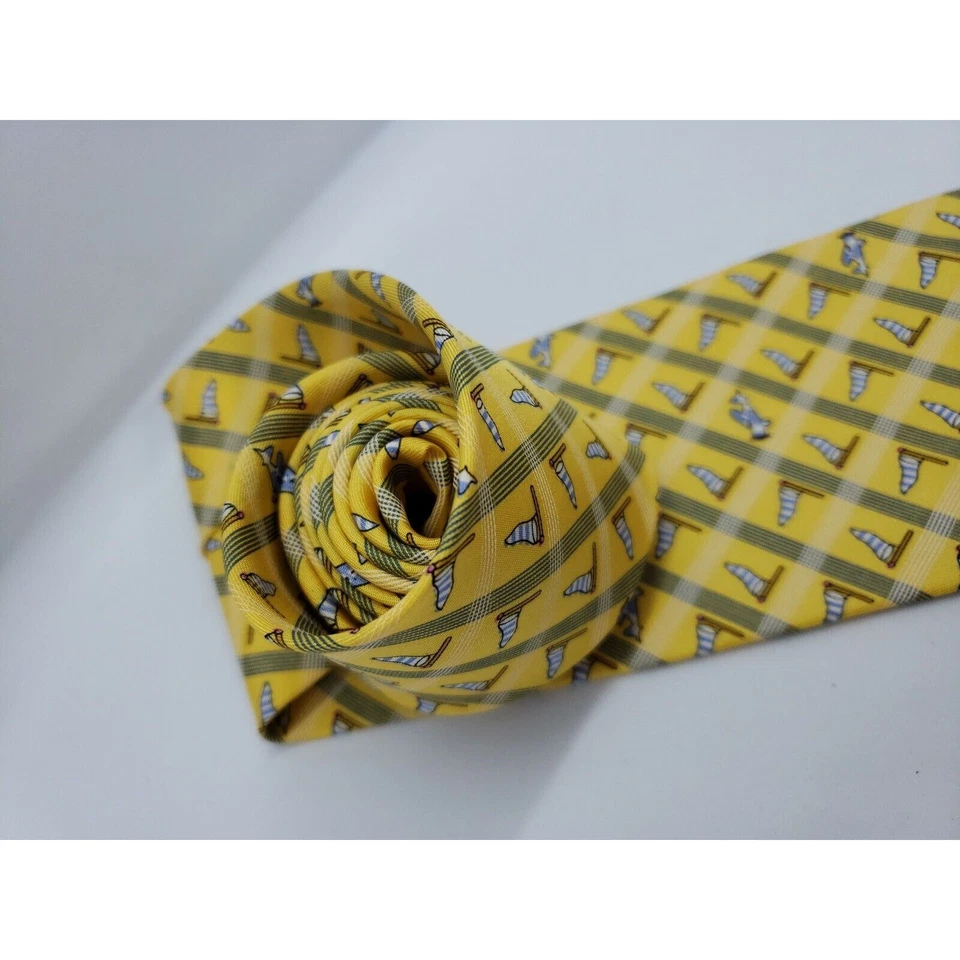 Corbata para hombre Victory Club B amarilla Windsock aviones volando aeropuerto a cuadros Foto 4 de 4