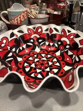 Vtg Upcycled Melted Record Vinyl LP Planter Pot Tray Bowl Craft Art Painted