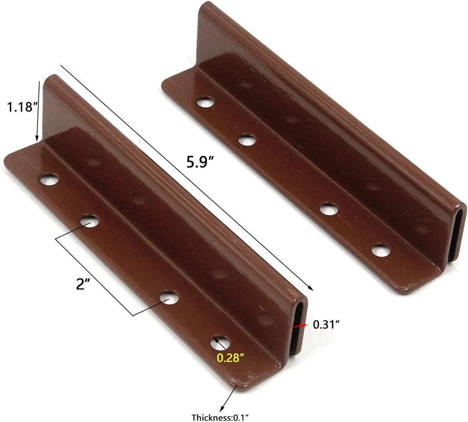 2 PCS Bed Frame Post Double Hook Slot Bracket Hanging Piece Bed Hook Plates w... - Image 2 of 4