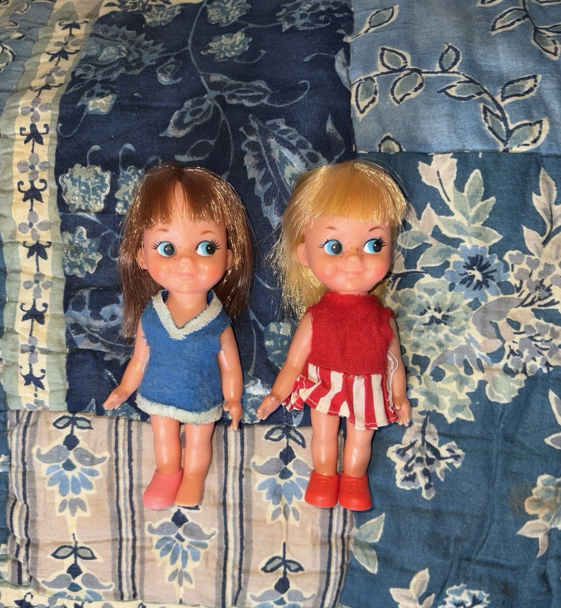 MOD 1960s Chika Chiko Chan Shiba Doll Pair Era My-Toy Co Tiny