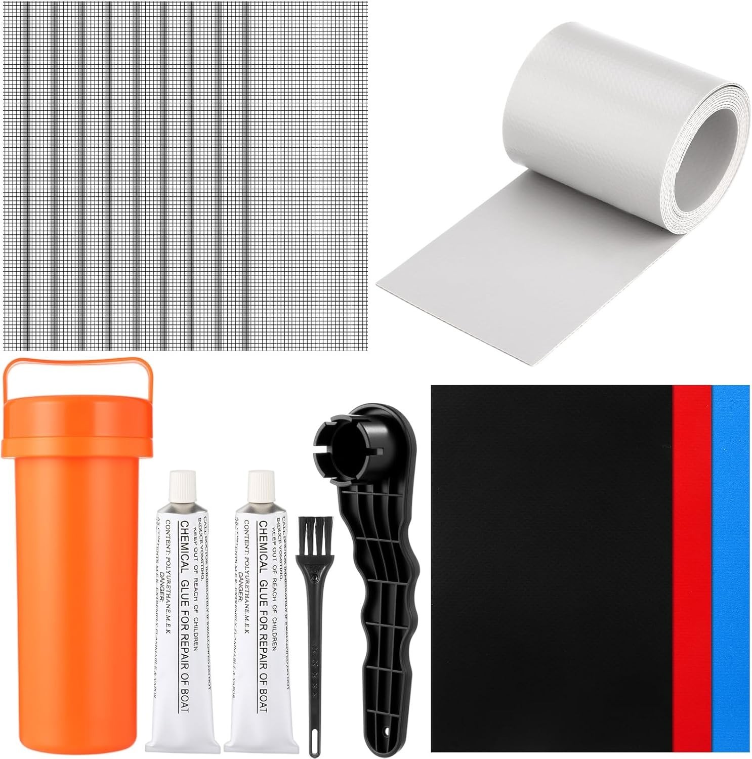 Inflatable Boat Repair Kit Include 3 x PVC Patch 10 x Reinforcing Mesh Cord 1...