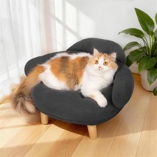 Cat Sofa Furniture-Style Pet Bed with Removable Cotton Velvet Cover, Solid Pi...