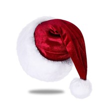 Eoocan Unisex Adults Kids Velvet Comfort Wine Red Santa Hat for Christmas New...