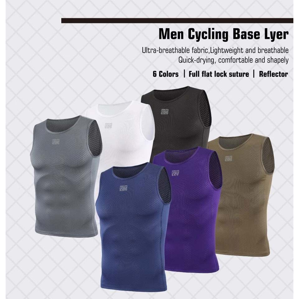 KEMALOCE Cycling Base Layer Men Sleevess Black&Blue Breatable Running Singlet - Image 2 of 4