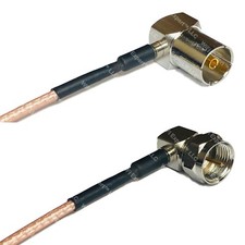 RG316 DVB Pal Female Angle to F MALE ANGLE RF Cable Rapid-SHIP LOT