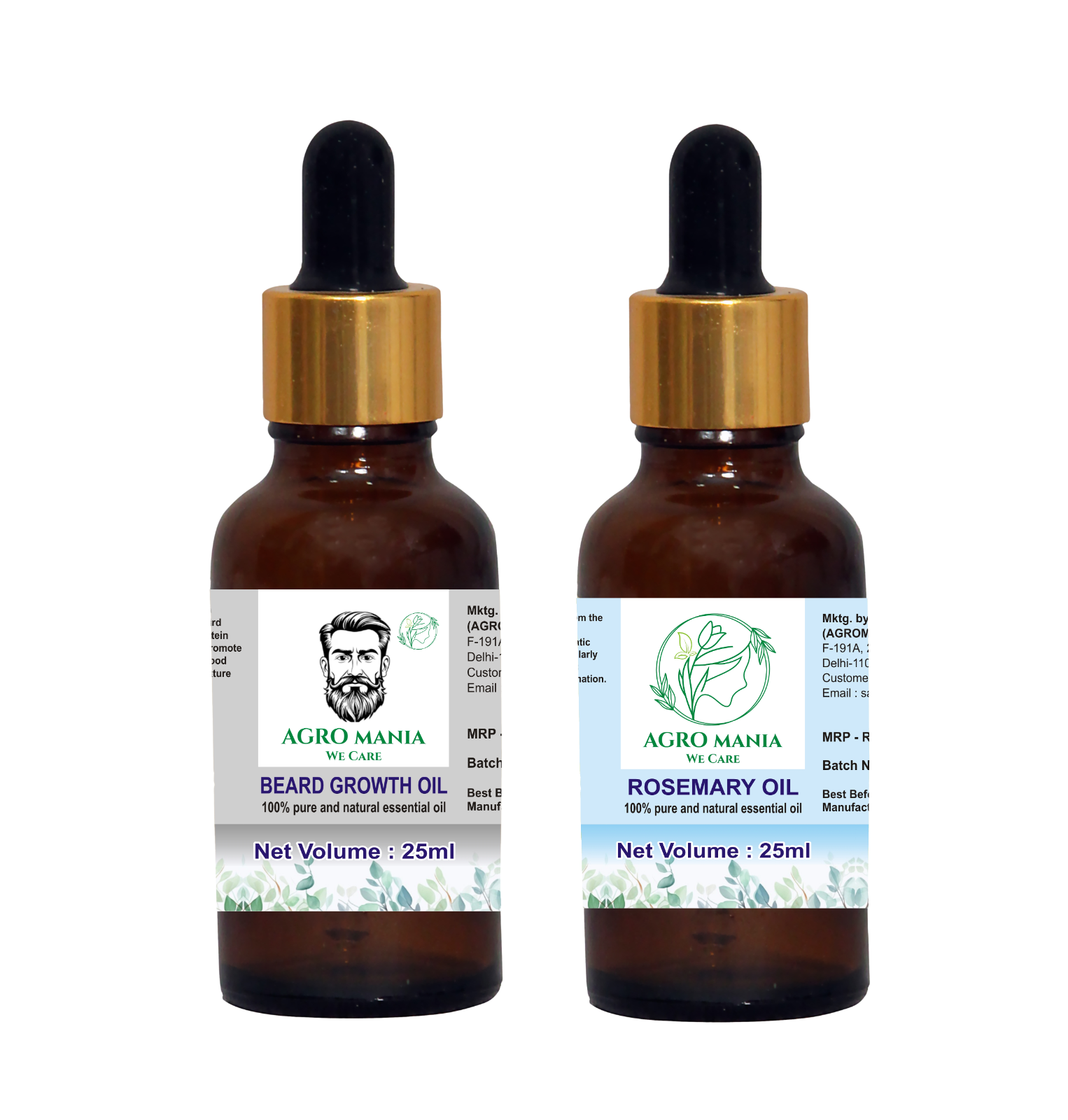 AGRO MANIA Beard Growth Oil with Rosemary for Thicker Fuller Hair