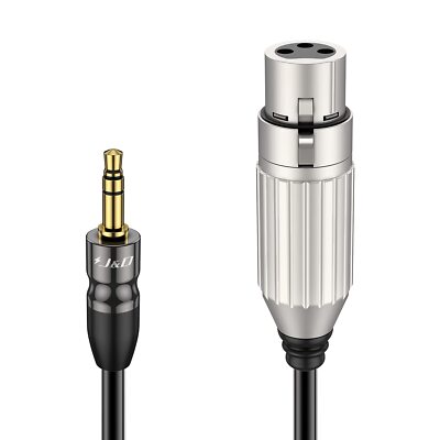 J&D XLR to 3.5mm Microphone Cable - PVC Shelled XLR Female to 3.5mm TRS Male