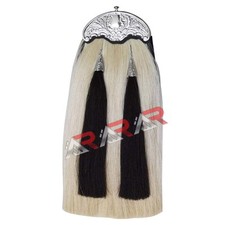 AAR Leather Original Sporran Dress Horse Hair White Black Tassels Thistle Cantle