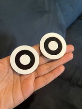 Black White Earrings Studs Huge Vintage Style Retro Acrylic Lucite Pierced