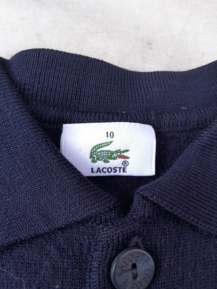 Cárdigan Vintage Lacoste Niños 10 Mezcla Lana Azul Logo Bordado Hecho en España Foto 4 de 4