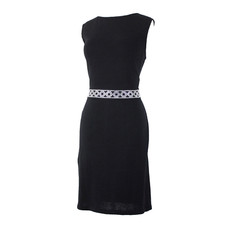 St John Evening Sz 8 Black Rhinestones Open Back Santana Knit AS IS Dress